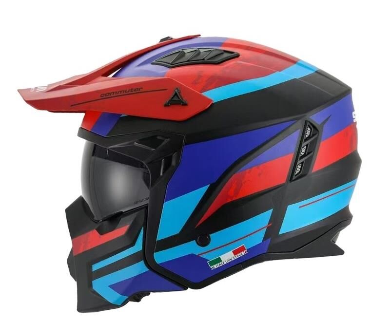 S-way SW X1-X Seul Full Face Kross Kaskı Siyah-Kırmızı-Mavi