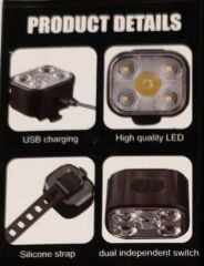 Forte GT 6167 Usb Şarjlı 500 Lümen Bisiklet Ön Arka Far Stop Işık Seti