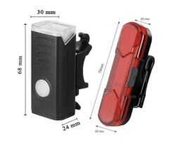 Forte GT 6170 Usb Şarjlı 300 Lümen Bisiklet Ön Arka Far Stop Işık Seti