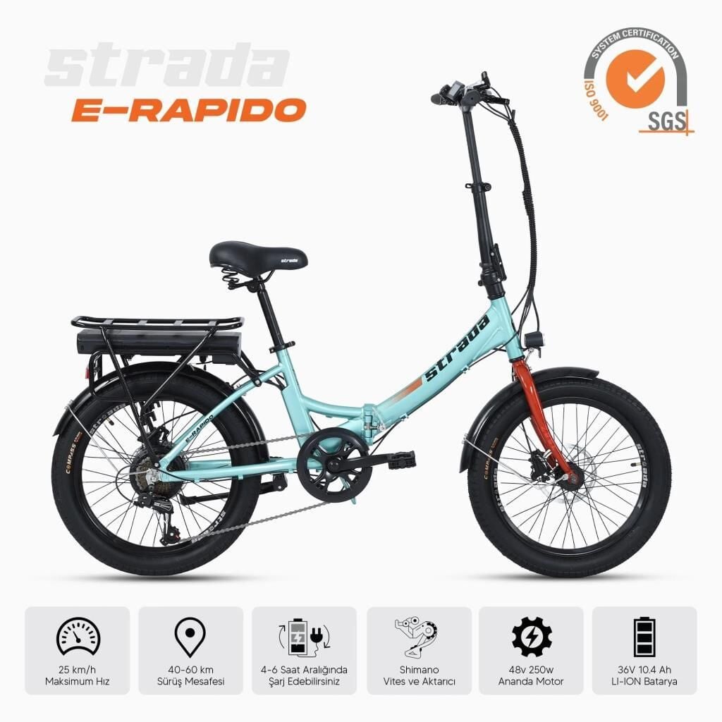Strada E-Rapido 20 Jant Elektrikli Katlanır Bisiklet Yeşil