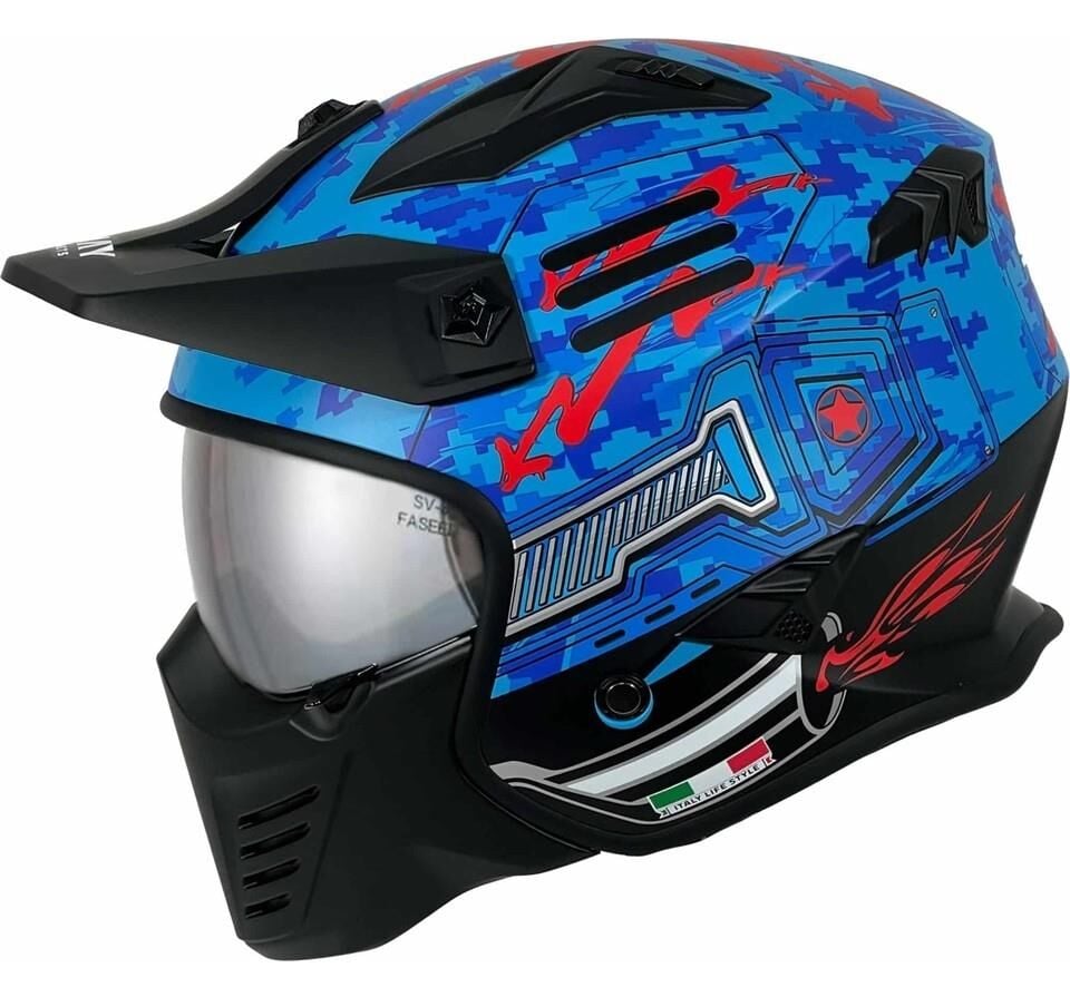 S-way SW X2 Tokyo Full Face Kross Kaskı Mavi/Kırmızı