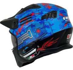 S-way SW X2 Tokyo Full Face Kross Kaskı Mavi/Kırmızı