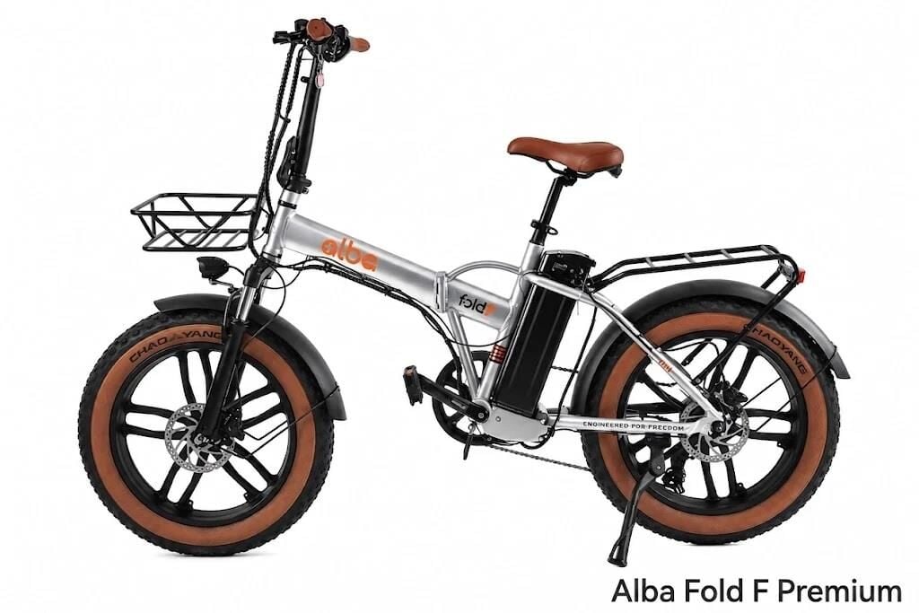 Alba Fold F Premium Fat Bike Elektrikli Katlanır Bisiklet Uçak Gri