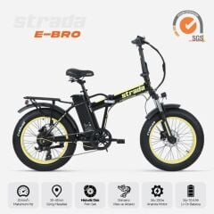 Strada E-BRO H Disk Fat Bike 20 Jant Katlanır Elektrikli Bisiklet Siyah-Sarı