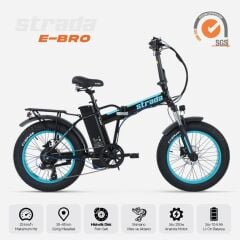 Strada E-BRO H Disk Fat Bike 20 Jant Katlanır Elektrikli Bisiklet Siyah-Mavi