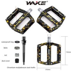 Wake Rulmanlı Alüminyum Pedal Kamuflaj Desen Siyah/Gold