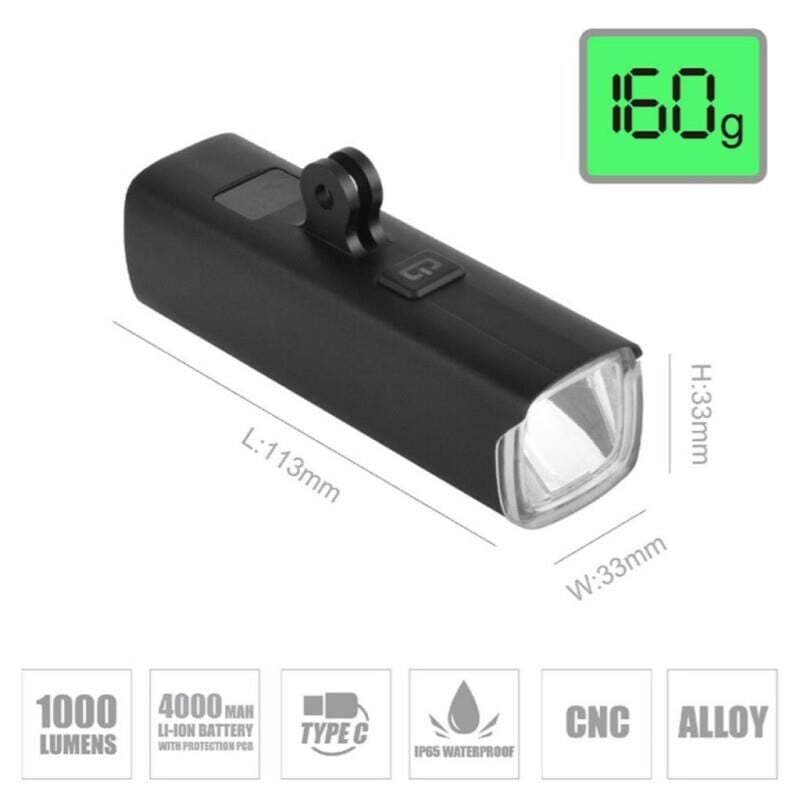 Briviga LW-G1000 USB Şarjlı 1000 Lümen Power Bank Özellikli Ön Işık Bisiklet Far Lamba