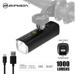 Briviga LW-G1000 USB Şarjlı 1000 Lümen Power Bank Özellikli Ön Işık Bisiklet Far Lamba