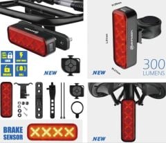 Briviga LW-R300 300 Lümen Usb-C Korna Alarm ve Fren Sensörlü Kumandalı Bisiklet Arka Stop Lamba