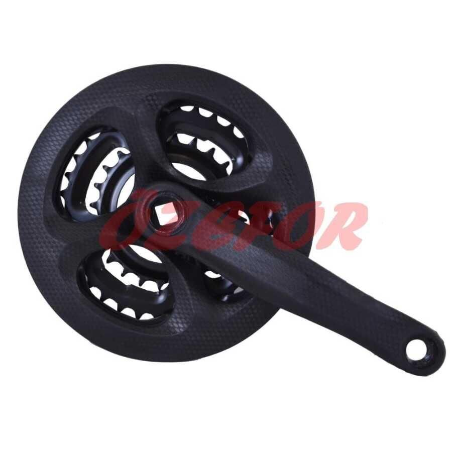 Rectus 42T Bisiklet 3 'lü Aynakol Plastik Kaplı Karbon Desen 170mm Siyah