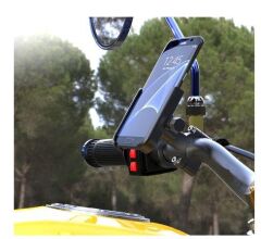 Benguo Xbyc 2084-9 Alüminyum Bisiklet Motosiklet Ayarlı Gidon Telefon Tutucu Siyah