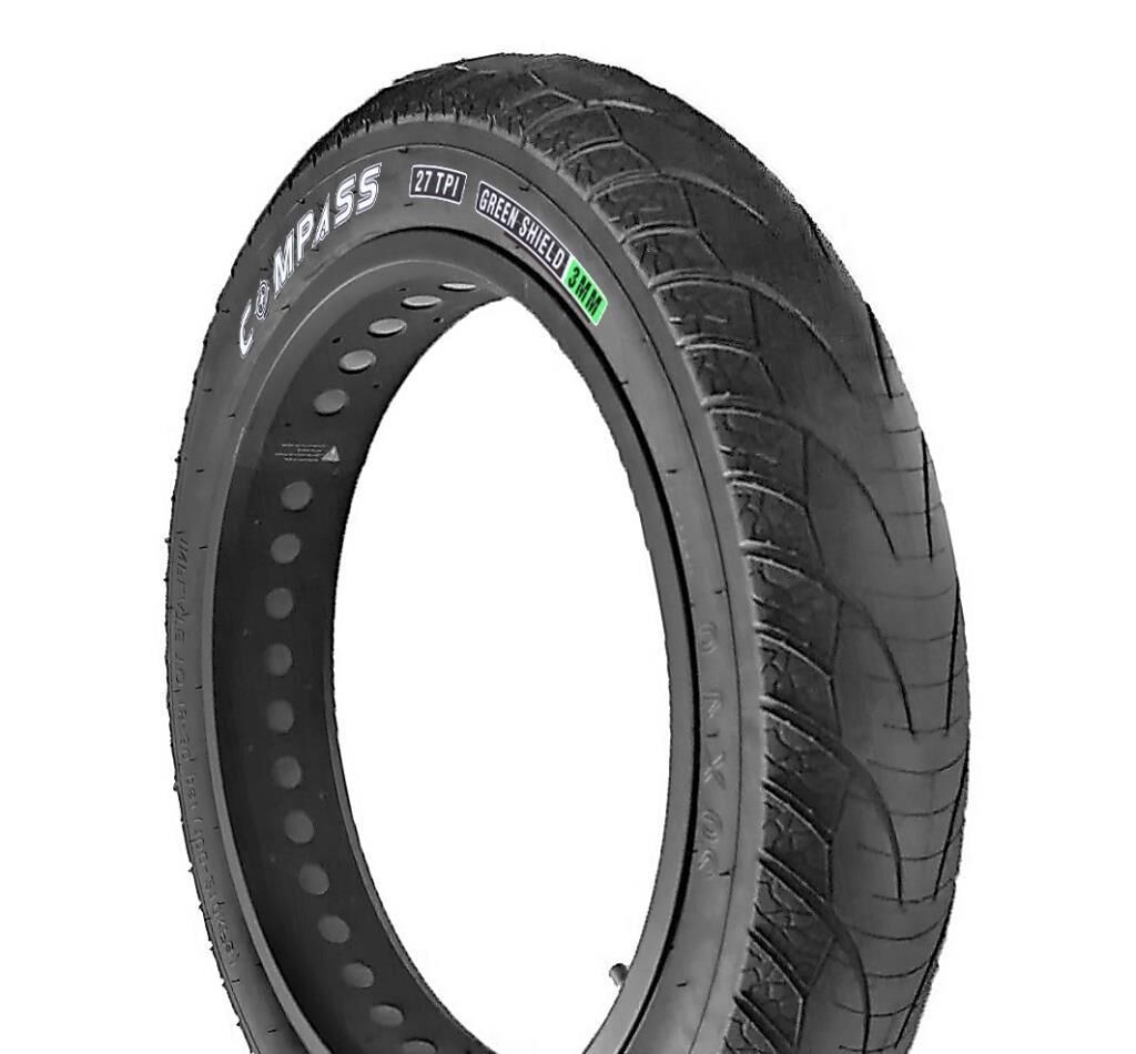 Compass 20x4.0 W2117 Fat Bike Bisiklet Dış Lastik 3mm Zırhlı Siyah