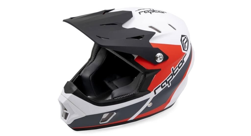 Raptor KS05 Full Face Kross Kaskı Beyaz/Gri/Kırmızı