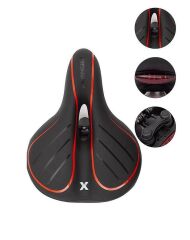 Baisk 1838 Işıklı Geniş Yaylı Kanallı Rahat Bisiklet Sele Siyah/Kırmızı