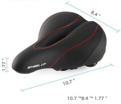 Baisk 1838 Işıklı Geniş Yaylı Kanallı Rahat Bisiklet Sele Siyah/Kırmızı