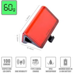 Eastpower Briviga LW-R200 USB Şarjlı 100LM Bisiklet Arka Stop